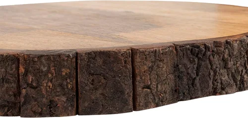 Vista 3 de GoCraft Tabla de Cortar Redonda de Madera con Borde de Corteza de Árbol 1.5" de Grosor Madera de Mango Borde Vivo para Cortar, Preparar, Servir