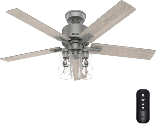 Vista 11 de Hunter Techne, ventilador de techo, inteligente, silencioso, 52 pulgadas, negro mate con luces LED y control remoto, montaje estándar, 5