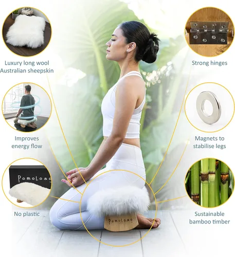 Vista 6 de Funda de asiento de piel de oveja genuina de lujo para meditar más profundo y durante más tiempo en pura comodidad – arrodillador de oración