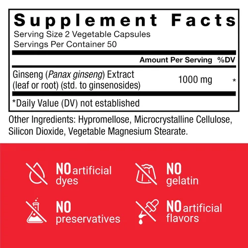 Vista 5 de Force Factor Panax Ginseng Suplemento adaptogénico de ginseng coreano Apoya la energía, la claridad y el bienestar, sin OMG, apto para veganos