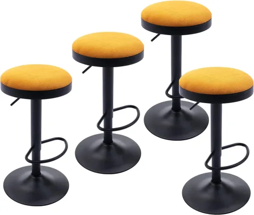 Vista 19 de CIMOTA Juego de 2 taburetes de bar redondos giratorios con espalda descubierta ajustable, taburete de bar moderno industrial para cocina, hogar