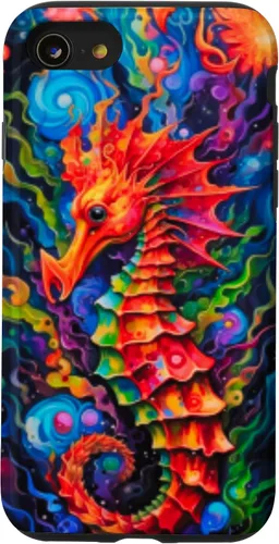 Vista 17 de Funda para iPhone 14 Plus Seahorse Coastal Colorful Ocean Life Art Aquarium Lover Case
