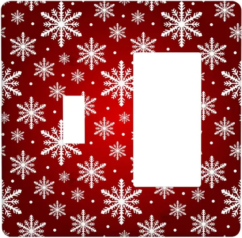 Vista 39 de Cubierta de interruptor de luz dúplex de 1 banda, cubierta decorativa de Navidad con copos de nieve rojos, placa frontal decorativa para cocina