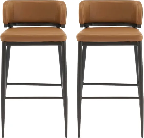 Vista 5 de Christopher Knight Home Ebany - Juego de 2 taburetes de bar con marco de metal, silla de cocina tapizada, sillas de bistró con respaldo curvado