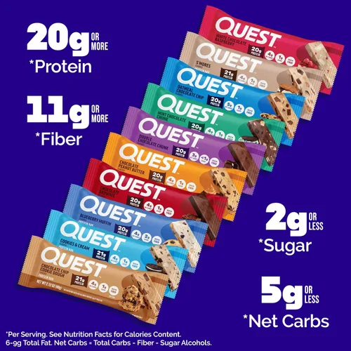 Vista 4 de Quest Nutrition Ultimate Variety Pack Barras de proteínas, altas en proteínas, bajas en carbohidratos, sin gluten, aptas para dieta cetogénica, 12