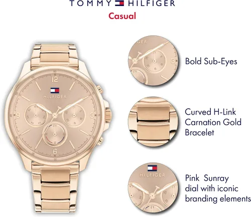 Vista 4 de Tommy Hilfiger Reloj de cuarzo para mujer con correa de acero dorado clavel 18 Modelo 1782453 Carnation Reloj de cuarzo