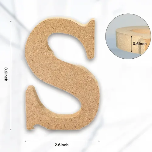 Vista 2 de AOCEAN Letras de madera diseñables de 4 pulgadas, letras de madera sin terminar para decoración de pared, letras decorativas de pie en rodajas