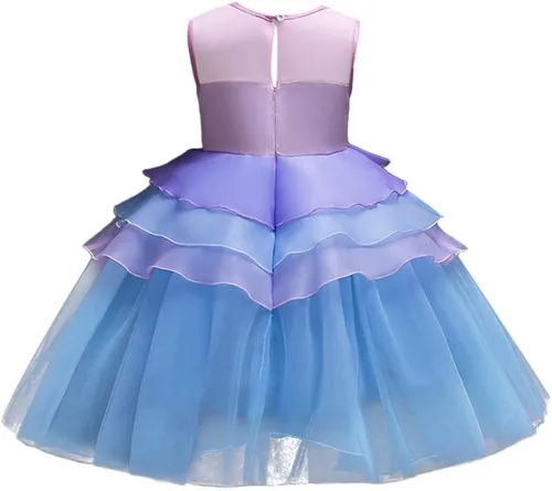 Vista 17 de Vestido de cumpleaños de unicornio para bebé, disfraz de princesa, Halloween, cosplay, Navidad, carnaval, fiesta con diadema