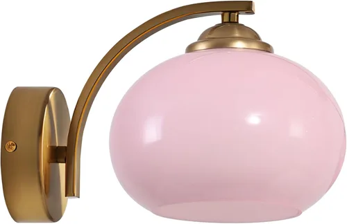 Vista 10 de Juego de dos apliques de pared modernos de mediados de siglo, apliques de pared de latón cepillado, luces de pared de vidrio dorado, accesorio