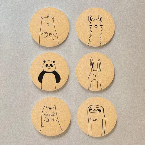 Vista 3 de Posavasos para Bebidas con Soporte Juego de 6, Lindos Posavasos de Animales al por Mayor para Regalos de Inauguración de Casa para Parejas de Nuevo