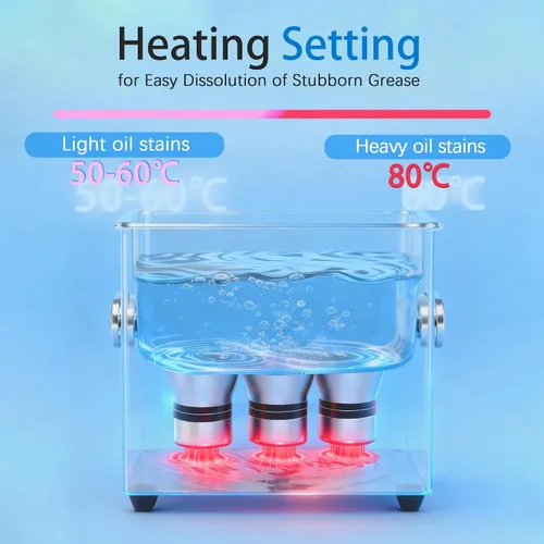 Vista 4 de Limpiador ultrasónico de 6L con temporizador y calentador, limpiador ultrasónico profesional de piezas, máquina de limpieza ultrasónica de control