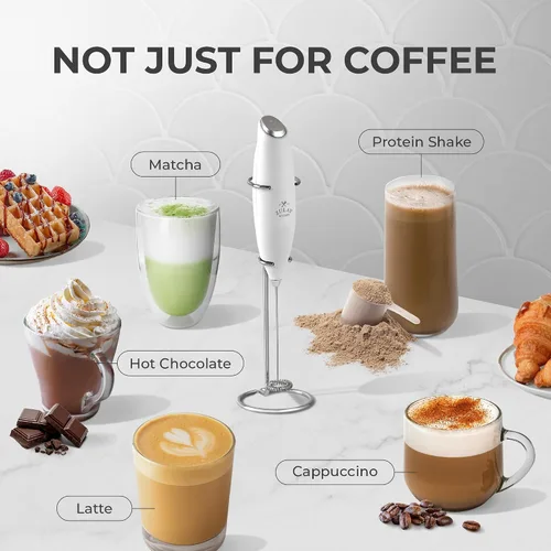 Vista 349 de Zulay Milk Boss Espumador de leche potente manual, hace espuma para latte, batidor para mezclar bebidas, café, miniespumador para capuchino, frappé