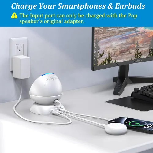 Vista 3 de PlusAcc Soporte para Pop con puertos de carga USB-C y USB-A, estación base de soporte de mesa para cargar teléfonos celulares y auriculares, base