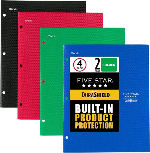 Vista 6 de Five Star DuraShield - Carpeta de plástico antimicrobiana de 2 bolsillos, 4 unidades (330010-ECM)