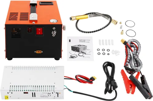 Vista 8 de Compresores de aire Pcp, compresor portátil de 12 V, 30 pistolas de aire de alta presión Mpa 250w Motor 12500rpm Ventilador de enfriamiento 4500psi