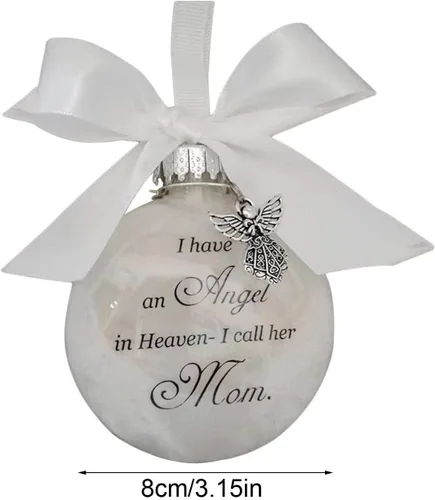 Vista 8 de Angel in Heaven - Adorno conmemorativo de Navidad, bola de plumas – Expresión sincera a tu amor – Tengo un ángel en el cielo I Call Her Mom