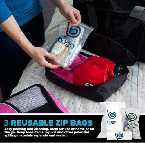 Vista 4 de Bago Cubos de embalaje para maletas y bolsas de viaje juego de 7 bolsas organizadoras de equipaje y maleta cubos de compresión para organizador