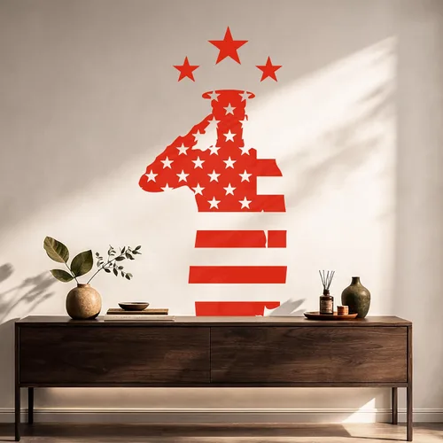 Vista 5 de Vinilo grande para pared, diseño de soldado, bandera de Estados Unidos, Día de los Veteranos, decoración de arte patriótico (ig5374)