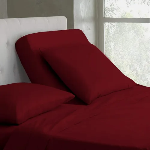 Vista 3 de Juego de sábanas de algodón de 600 hilos tamaño Queen dividido para base de cama ajustable, juego de sábanas de 4 piezas con bolsillo profundo