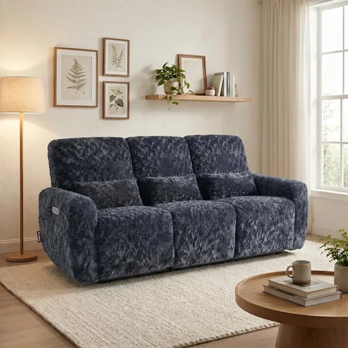 Vista 10 de EONIX Silla reclinable de pared Zero Clearance, tela de felpa prémium Beige