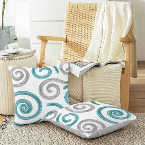 Vista 5 de CaliTime Juego de 2 fundas de almohada decorativas de vellón en dos tonos, con textura de concha de mar, geométricas abstractas, para sofá, cama