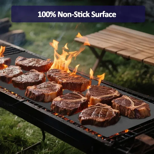 Vista 7 de UBeesize Rollo de Alfombrillas para Parrilla de 13 x 90 Pulgadas para Parrilla al Aire Libre - Tapete de Parrilla BBQ Antiadherente de Servicio