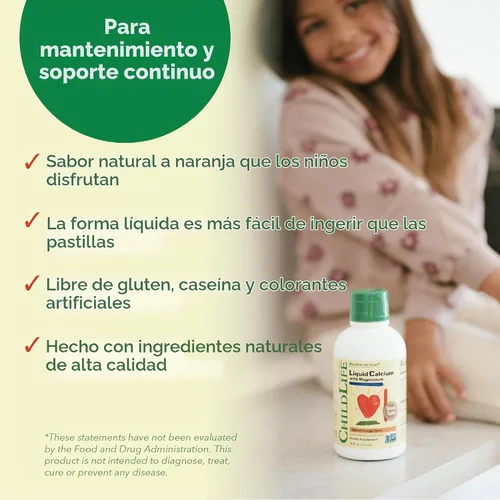 Vista 6 de Calcio/Magnesio líquido de Child Life, sabor natural a naranja, botella de plástico de 16 fl -, LCM2, 16 onza, Default, 1, 1 Calcio, magnesio