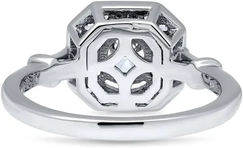 Vista 8 de BERRICLE Anillos Art Deco de plata de ley para mujer, anillo de circonita cúbica