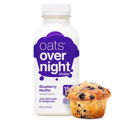 Vista 6 de Oats Overnight Blueberry Muffin - Avena durante la noche, batido de avena alto en proteínas (0.51 onzas de proteína), solo agrega agua, desayuno