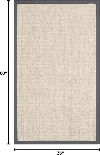 Vista 66 de Alfombra de sisal Safavieh, de color maíz y negro, tejida a mano, de la colección de fibras naturales; 5 x 8 pulgadas, NF441A, Tela, Gris / Gris