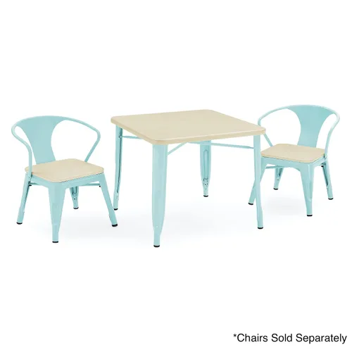 Vista 5 de Delta Children Mesa de juego infantil Bistro - Ideal para manualidades, hora de la merienda, educación en casa, tareas y más, Metal Aqua/Abedul