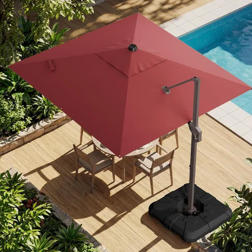 Vista 19 de Sombrilla voladiza para patio, 9 x 12 pies, sombrilla giratoria Beige