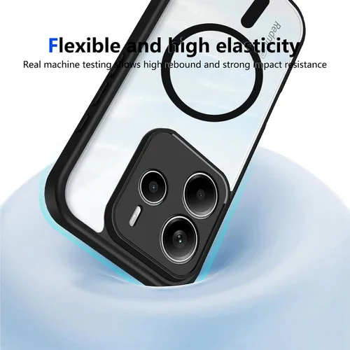 Vista 413 de Funda magnética transparente compatible con Xiaomi 17T, color negro 2 en 1 PC + TPU cubierta de teléfono a prueba de golpes, carcasa protectora