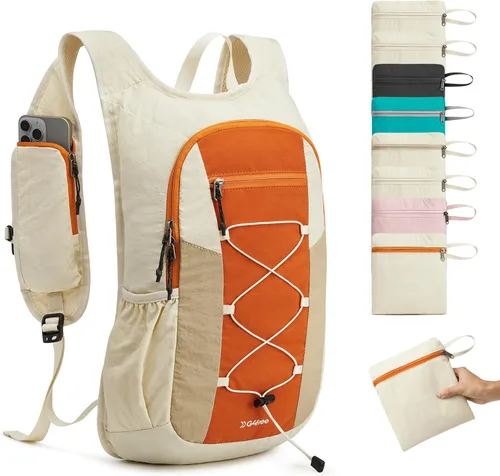 Vista 16 de G4Free Mochila de senderismo ligera y plegable de 20L para mujeres y Beige