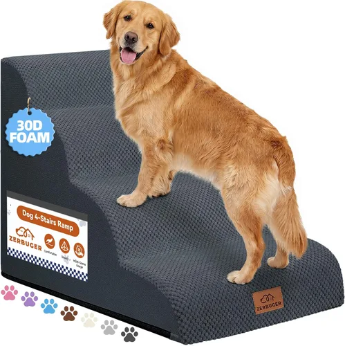 Vista 11 de Zerbuger Rampa para perros y escaleras para cama, beige de 3 escalones