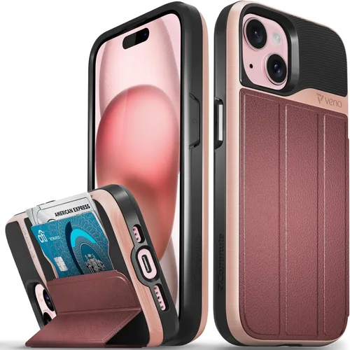 Vista 15 de VENA vCommute - Funda tipo cartera compatible con Apple iPhone 14 (6.1 pulgadas) (protección contra caídas de grado militar), funda de cuero