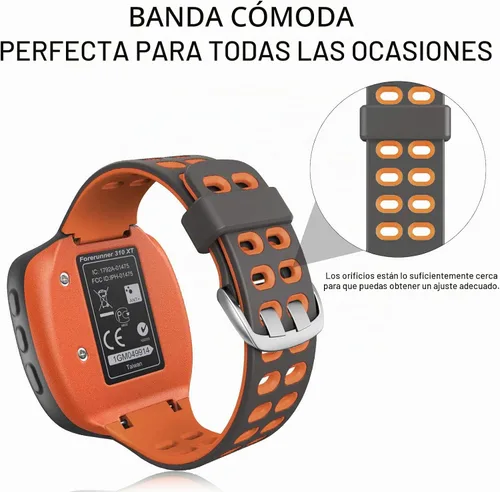 Vista 4 de ANCOOL Correa de reloj compatible con Garmin Forerunner 310XT, correa de reloj de silicona suave de repuesto para reloj inteligente Forerunner Gris