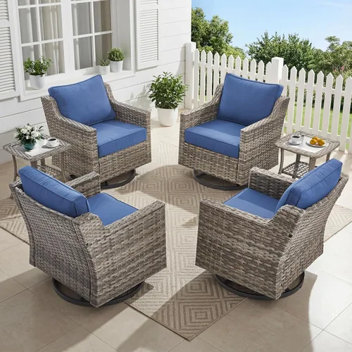 Vista 22 de Belord Sofá de patio exterior acolchado de 3 asientos de lujo de 6 pulgadas Cojín de mimbre marrón/beige de 6 pulgadas