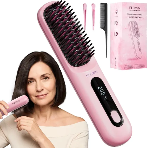 Vista 9 de Flown® Original Go Brush PRO - Cepillo térmico sin daños Cargador USB-C Negro