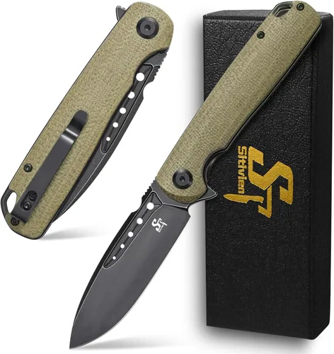 Vista 12 de Sitivien ST131 - Cuchillo plegable, hoja D2 G10, cuchillo de herramientas EDC con bloqueo de forro para acampar al aire libre, senderismo, pesca