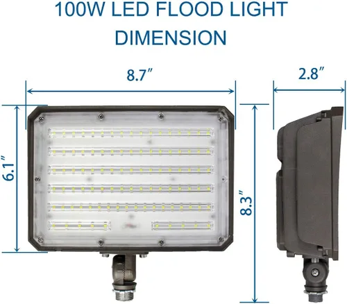 Vista 6 de DAKASON Paquete de 2 focos LED de 100 W para exteriores, fotocélula del atardecer al amanecer, montaje ajustable para nudillos, 13000 lm 5000 K