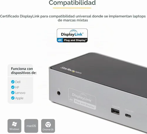 Vista 7 de StarTech - Base USB-C Quad 4K, MacBook Pro/Air M1-M4 y Windows, 100 W, HDMI
