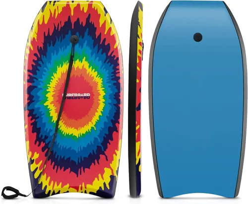 Vista 14 de Goplus Tabla de cuerpo ligera de 41/37/33 pulgadas para playa, tabla de surf con núcleo EPS, cubierta XPE, parte inferior lisa de HDPE, correa