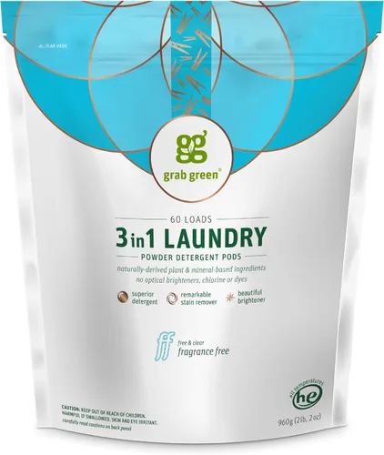 Vista 14 de Grab Green Cápsulas de detergente 3 en 1, 24 unidades, sin fragancia, a base de plantas y minerales, poder de limpieza superior, removedor