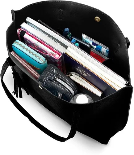 Vista 5 de oct17 - bolsa tote con asas largas para llevar al hombro, bolsa moderna para mujer
