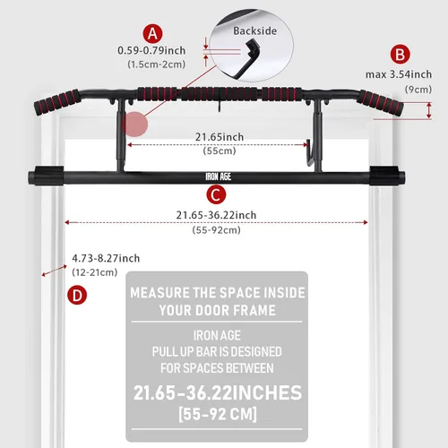 Vista 9 de IRON AGE Pull Up Bar for Doorway : 2025 New Pullup Bar - Industrial Grade Steel, Hang & Go Training, Multi-Grip Horizontal Array