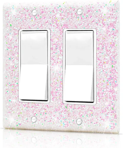 Vista 17 de Dengduoduo Placas de pared, cubierta decorativa para interruptor de luz, cubiertas decorativas de tomacorrientes, diamantes de imitación plateados
