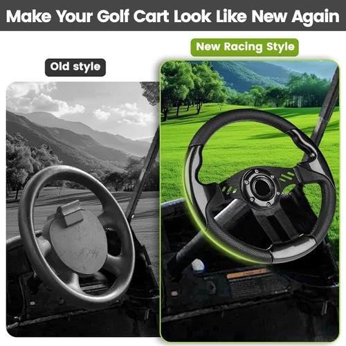 Vista 4 de Volante de Carrito de Golf EZGO, Compatible con EZGO TXT RXV, Club Car DS Precedent Tempo, Yamaha G2-G29 Mayoría de Carritos de Golf, Volante