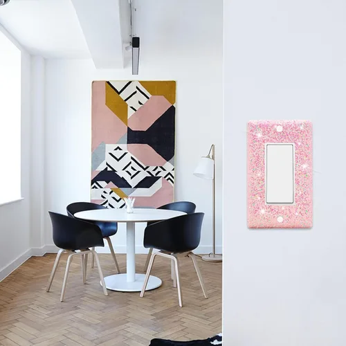 Vista 6 de Dengduoduo Placas de pared, cubierta decorativa para interruptor de luz, cubierta de pared brillante con purpurina brillante, placa de pared de una