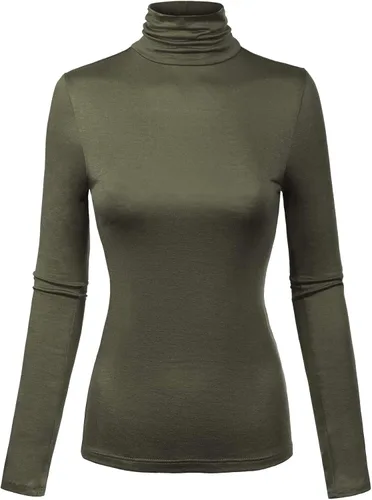 Vista 43 de MixMatchy Camisetas de manga larga delgadas y ligeras para mujer, cuello alto, capa base, camisetas activas